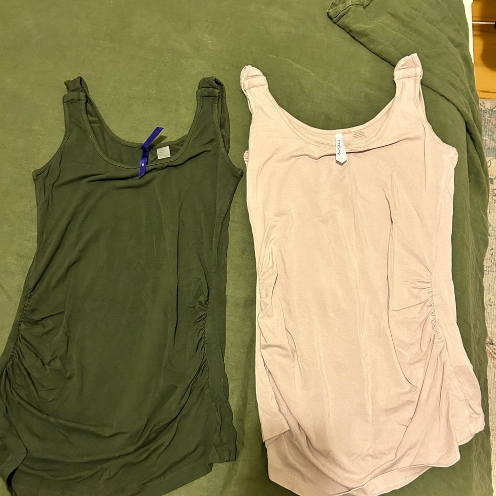 Seraphine Sleeveless Nursing Tops - Army Green and Light Pink (bundle of 2)